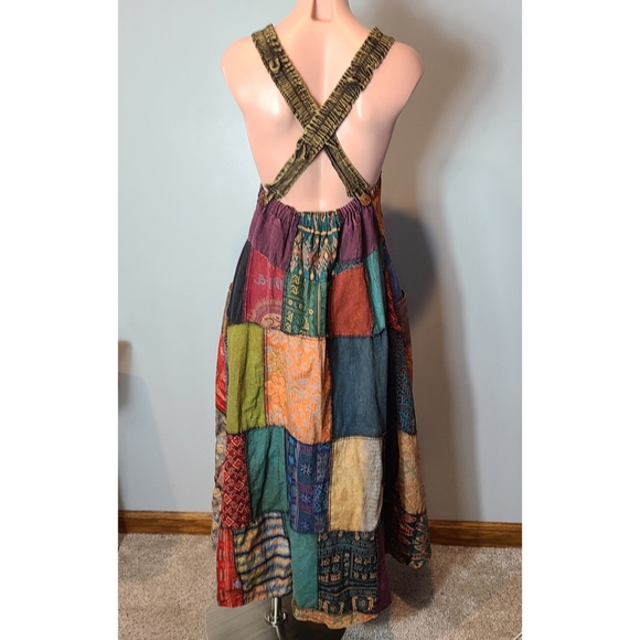 Handmade Y2K Hippie Boho Patchwork Maxi Dress Size Small Gypsy - Picture 7 of 11